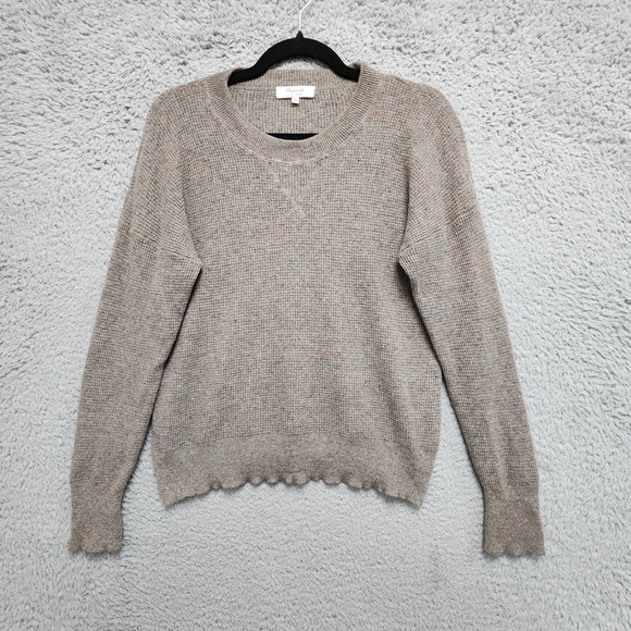 Madewell Cashmere Sweatshirt Womens Small Heather Toast Ruffle Hem Knit‎ Sweater - Picture 2 of 11